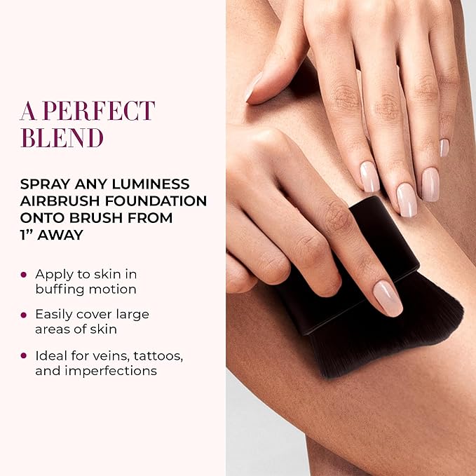LUMINESS Professional-Grade L500 Buffing Makeup Brush - Angled Make Up Air Brush for Airbrush Spray Foundation - Face Brush for Seamless Buffing & Blending Application, Natural-Looking Finish-FemmiqueWomen