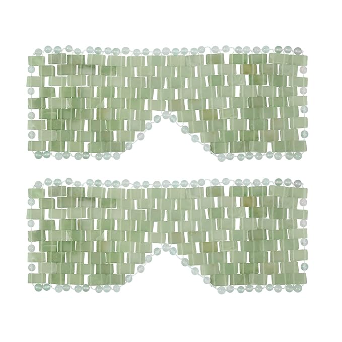 Jade Eye Mask, gemshan 2 Pcs Stone Eye Mask Hot or Cold Use, Green Jade Facial Eye Sleeping Mask-FemmiqueWomen