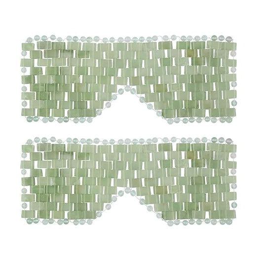 Jade Eye Mask, gemshan 2 Pcs Stone Eye Mask Hot or Cold Use, Green Jade Facial Eye Sleeping Mask-FemmiqueWomen
