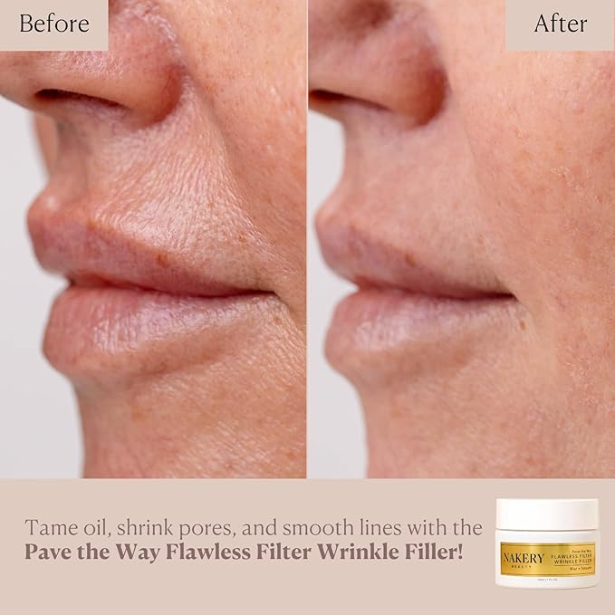 Nakery Pave The Way Flawless Filter Wrinkle Filler, Anti Aging Face Cream for Women, Instantly Smooths Deep Wrinkles, Blurs Imperfections, Skin Tightening Primer, Clinically Proven Formula Made in USA-FemmiqueWomen