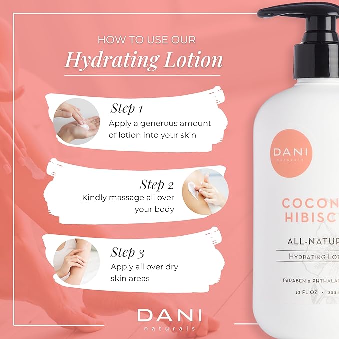 Naturals Hand & Body Lotion - Coconut Hibiscus Scented, Moisturizing & Nourishing Lotion for Dry Skin, Deep Hydration with Natural & Organic Ingredients, Paraben-Free, Vegan & Cruelty-Free, 12 Oz-FemmiqueWomen
