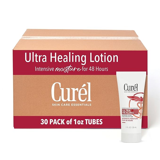 Curel Ultra Healing Intensive Fragrance-Free Lotion For Extra-Dry Skin, Dermatologist Recommended, Ideal for Sensitive Skin, Cruelty Free, Paraben Free, 1 Oz, Pack of 30-FemmiqueWomen