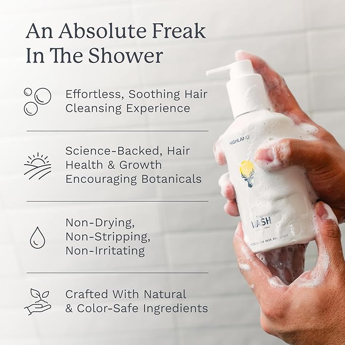 Highland: The Wash. Your new hair and scalp optimized shampoo alternative. Hydrating, balancing, nourishing & strengthening. Crafted with botanical ingredients.-FemmiqueWomen