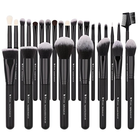 DUcare 27Pcs Makeup Brush Set Black Professional Premium Cosmetic Brushes for Foundation, Concealer, Eyeshadow, Blending, Powder, Contouring-FemmiqueWomen