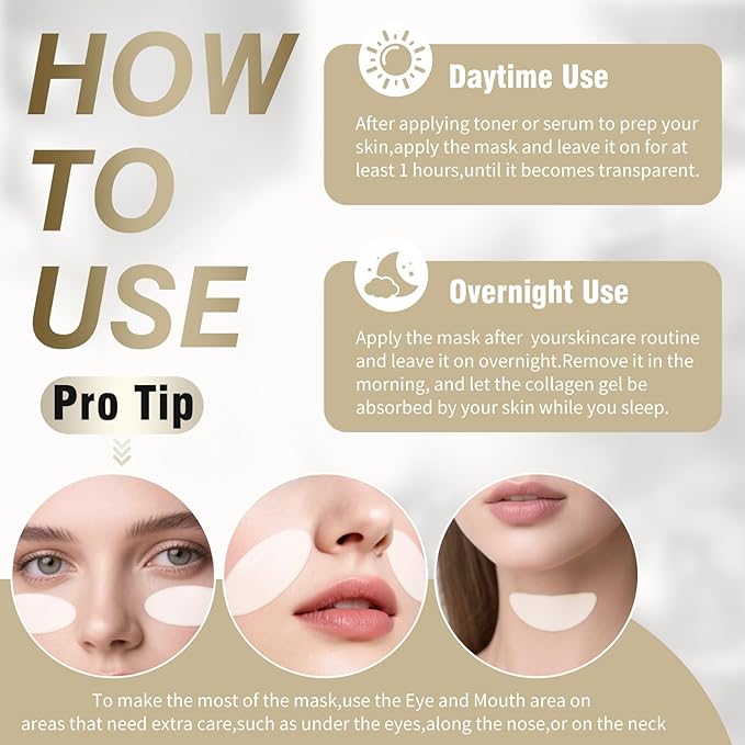 ISTON 6 Pack Bio-Collagen Real Deep Anti Wrinkle Lifting Mask,Overnight Hydrating Face Mask for All Skin Types -Pore Minimizing,Elasticity Enhancing,Firming,Moisturizing-FemmiqueWomen