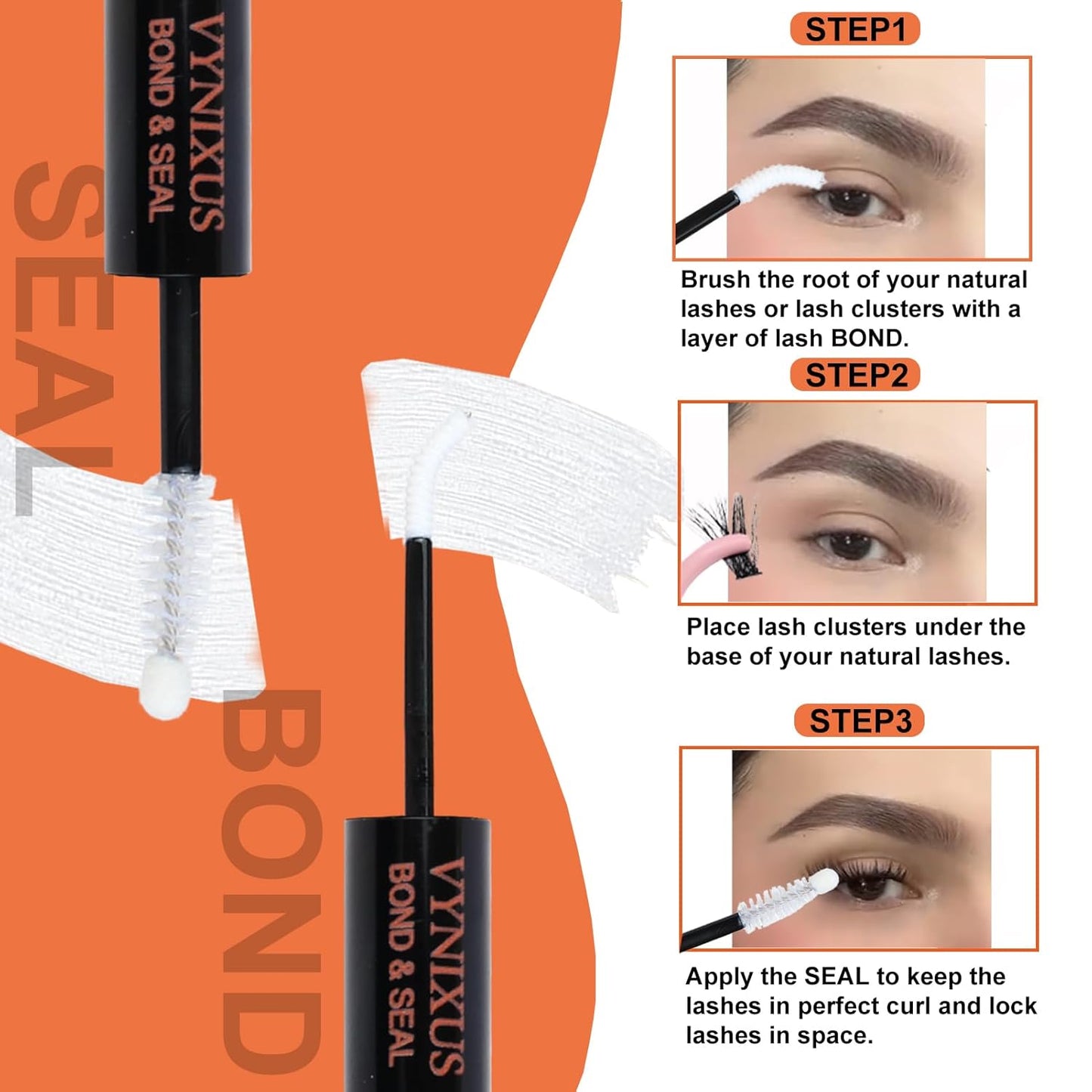 Lash Bond and Seal Waterproof Lash Glue for Eyelash Clusters Lash Cluster Glue Eyelash Glue 2-IN-1 10ml 72H+-FemmiqueWomen