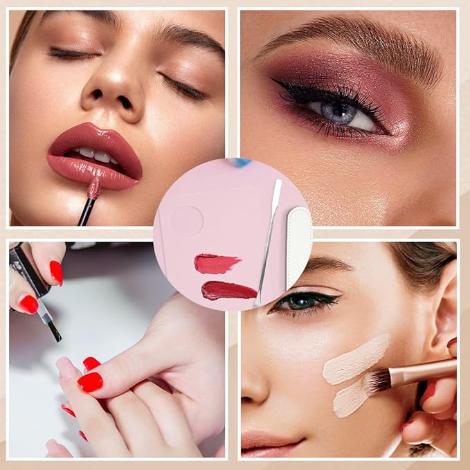 2 Pcs Acrylic Cosmetic Makeup Palette with 2 Pcs Makeup Spatula,Foundation Palette,Makeup Mixing Palette for Foundation Eye Shadow Lipsticks Nail Art-FemmiqueWomen