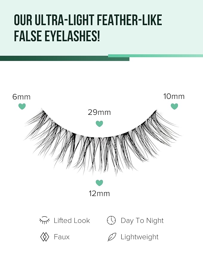 Natural Lashes Cat Eye False Eyelashes Wispy Eye Lashes Wispies Eyelashes C Curl Fake Eyelashes Natural Look Clear Band Lashes-FemmiqueWomen