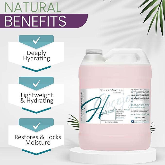 Dr Joe Lab White Rose Water Hydrosol - Natural Distilled Bulgarian Non-GMO Vegan Hydrating Toning Spray Mist Face Hair Skin Pores Locs Dreads - Packaging May Vary (1 Gallon)-FemmiqueWomen