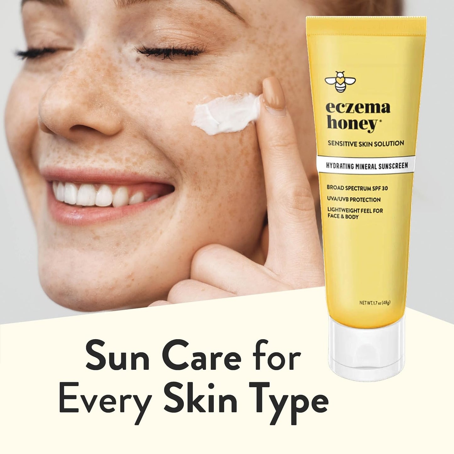 Eczema Honey Hydrating Mineral Sunscreen - Lightweight SPF 30 Sun Cream - Body & Face Sunscreen for All Ages (1.7 Oz)-FemmiqueWomen