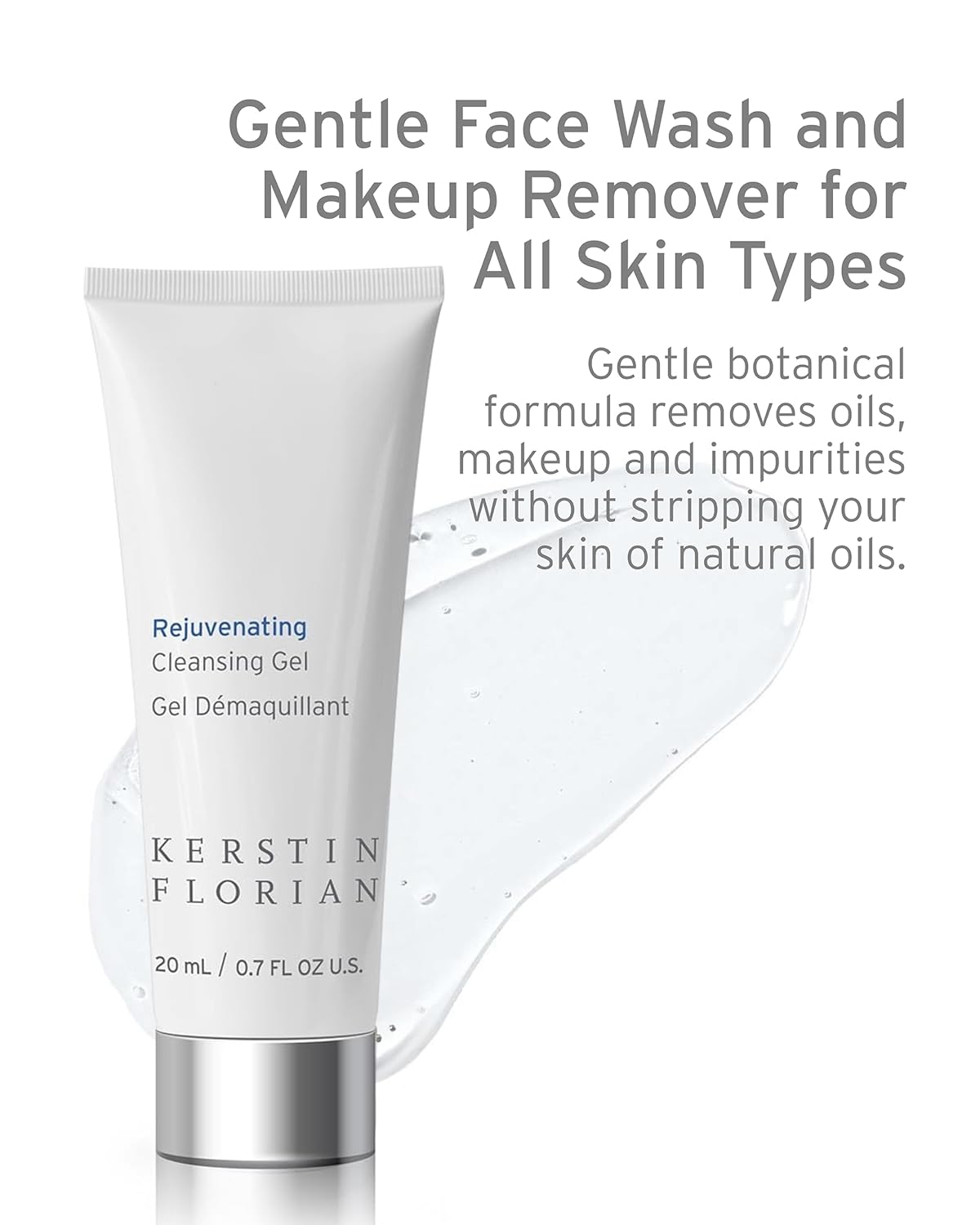Kerstin Florian Rejuvenating Cleansing Gel | Travel Size | Gentle Face Wash Cleanser and Makeup Remover for Women | Gentle Formula Removes Dirt & Oils to Clarify and Brighten Skin, .7 fl oz-FemmiqueWomen