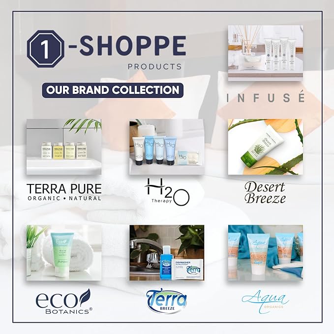 Infuse White Tea & Coconut Hotel Toiletries Bulk Set | 1-Shoppe Amenities Kit | 1oz Shampoo & Conditioner, Body Wash, Lotion | Travel Size | 80 Pieces-FemmiqueWomen
