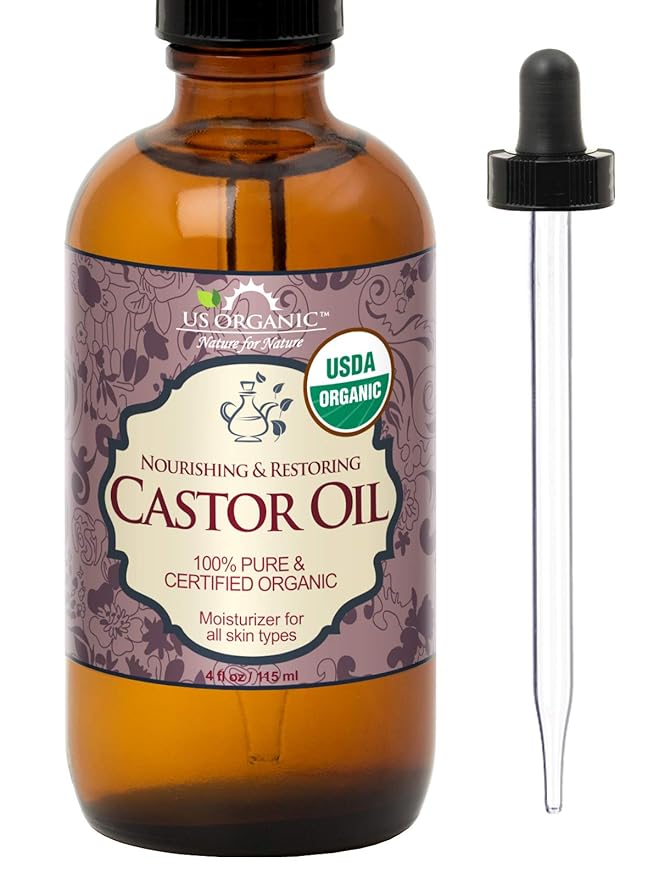 US Organic Castor Oil, USDA Certified Organic,Expeller Pressed, Hexane Free, 100% Pure & Natural moisturizing and emollient properties, For Skin, Hair Care, Eyelashes, DIY projects (4 oz (115 ml))-FemmiqueWomen