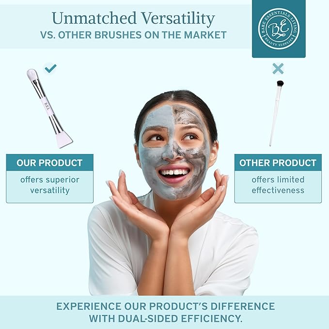 Bare Essentials Living - Clay Face Mask Brush (1 Pack, White) Dual Soft Silicone Face Mask Applicator Brush Tool, Great Facial Essentials, Moisturizer Applicator & Skincare Brush for Facials-FemmiqueWomen