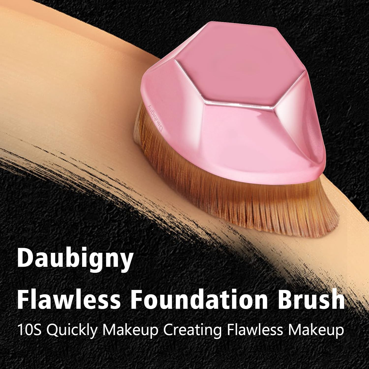 Foundation Brush, Daubigny Perfect Makeup Brush for Face Blush Liquid Powder Foundation Brush for Blending Liquid, Cream or Flawless Powder Cosmetics with Protective Case (Rose Golden)-FemmiqueWomen
