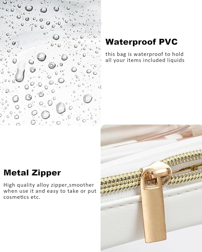 Clear Makeup Bag Small, TSA Approved Portable Toiletry Bag with Zipper Cosmetic Travel Bag Makeup Organizer Case Mini Makeup Pouch for Purse Car Organizer Bag for Women Men-FemmiqueWomen