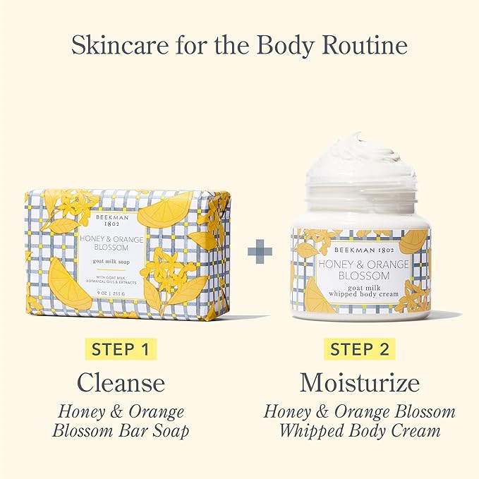 Beekman 1802 Whipped Body Cream, Honey & Orange Blossom - Scented - 8 oz - Intensely Hydrating & Softens Skin - With Goat Milk - Good for Sensitive Skin - Cruelty Free-FemmiqueWomen