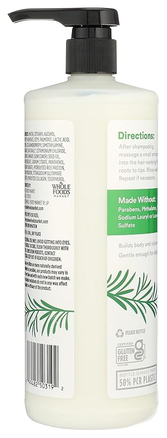 365 by Whole Foods Market, Volume & Thickness Conditioner with Rice Protein & Collagen, Rosemary Mint Scent, 32 Fl Oz-FemmiqueWomen