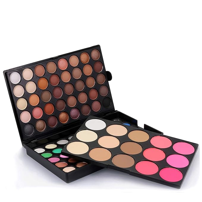 120 Color Eyeshadow Palette Kit with 10 Pcs Foundation Makeup Brush, Professional Daily Use Colorful with Velvety Texture Eyeshadow Palette, Highly Pigmented Waterproof Long Lasting Makeup-FemmiqueWomen