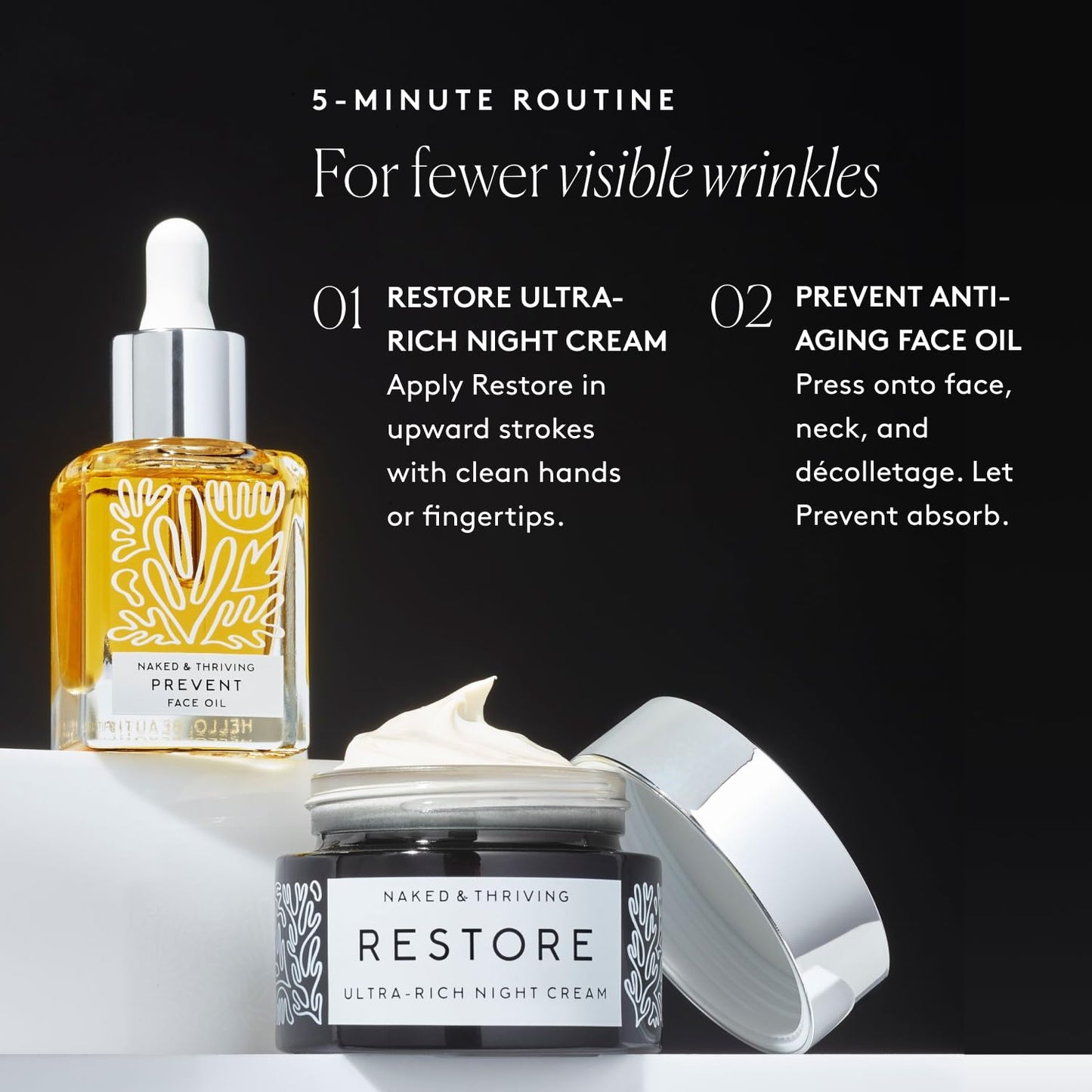 Naked & Thriving The Advanced Anti-Aging Duo: For fewer visible wrinkles | Restore Ultra-Rich Night Cream (50 mL) + Prevent Anti-Aging Face Oil (35 mL)-FemmiqueWomen