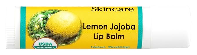 2-Pack Organic Lemon Lip Balm - USDA Certified Organic, 70% Organic Jojoba Oil, Organic Beeswax, Soothes and Softens Dry, Cracked, and Sensitive Lips, Natural Lemon Scent No Taste. 0.15 oz/4.6 gm-FemmiqueWomen