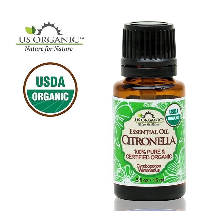 US Organic Citronella Essential Oil, USDA Certified, 100% Pure, 15 ml, Improved caps and droppers – Used for Skin Care, Many DIY Projects Like Candle Making and Much More-FemmiqueWomen