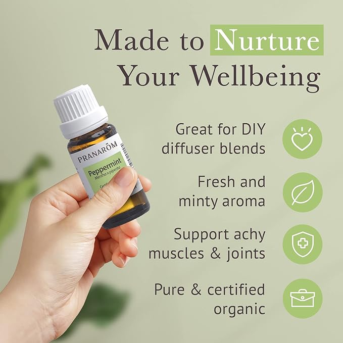 Pranarom USDA Certified Organic Peppermint Essential Oil (15ml), 100% Pure Undiluted Therapeutic Grade from India for Aromatherapy, Diffuser, Topical, Cooling, Massage & Relaxation-FemmiqueWomen