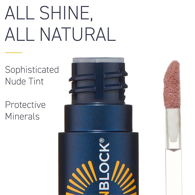 Brush On Block Sun Shine Protective Lip Oil SPF 30, Mineral Protection from UVA/UVB & Blue Light, Hydrating, Cruelty-Free, Gluten-Free, & Vegan, Fig-FemmiqueWomen