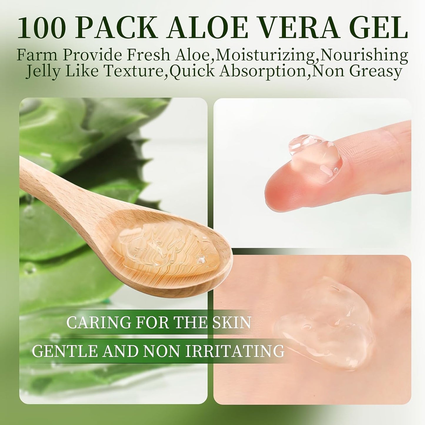 100 Pack Bulk Aloe Vera Gel, 99% Pure Aloe Vera Gel for Face, Hair, Skin, Body, Sunburn Relief, Hydrating Aloe Gel Travel Size Suitable for All Skin Types, Aloe Gel for After Sun Skin Care Relief-FemmiqueWomen