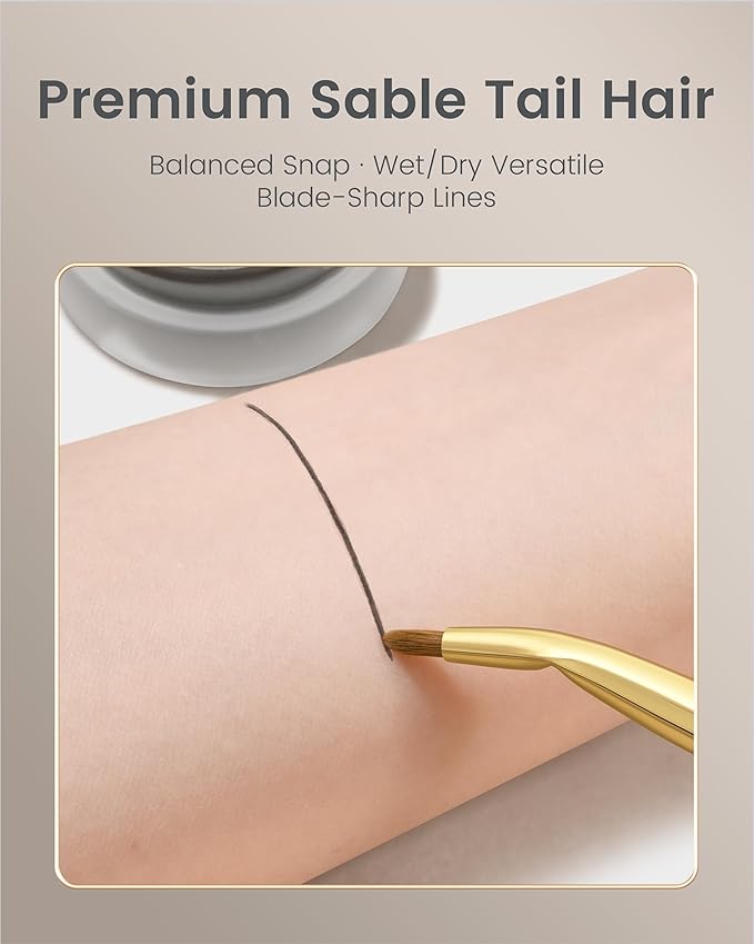 Desert Oak Series Bent Eyeliner Brush - 30° Angled Kolinsky Sable for Sharp Lines & Brows, Luxury Bubinga Handle (CM 177)-FemmiqueWomen