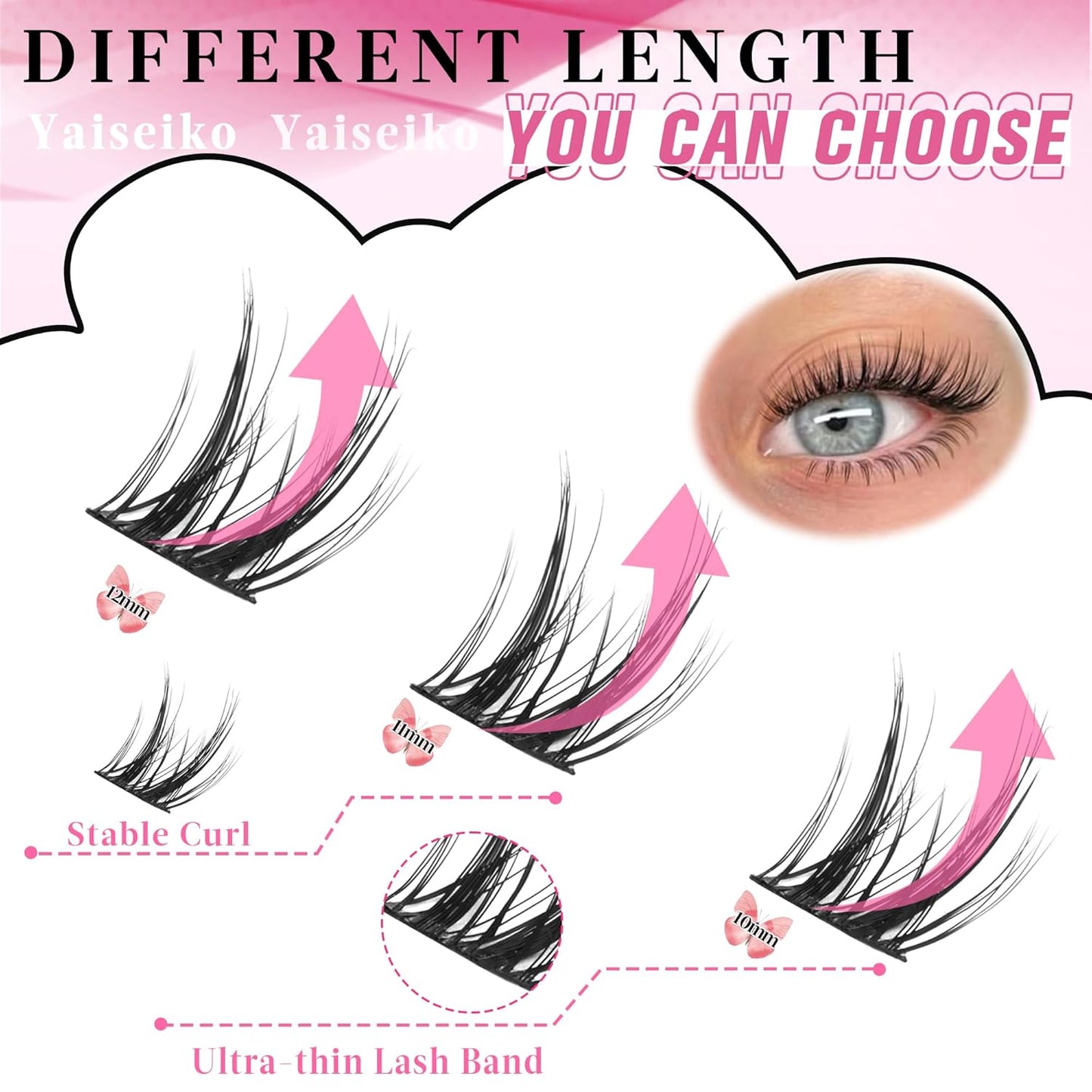 Wispy Lash DIY Natural C Curl Individual Eyelash Extensions 10-12mm Short Manga Clusters 120pcs-FemmiqueWomen