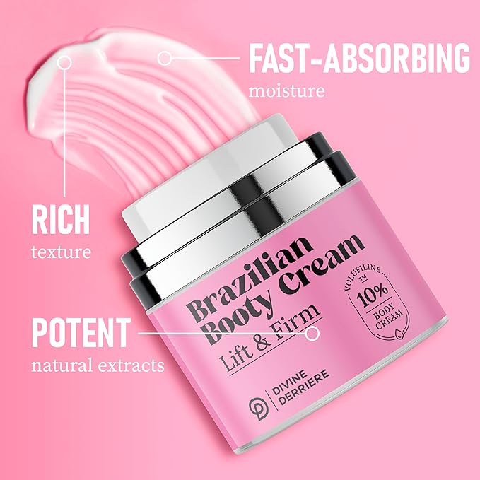 Divine Derriere Brazilian Body Butter Cream, Lift and Firm Body Cream with Volufiline Helps Reduce the Appearance of Cellulite for a Lifted and Firm-looking Derriere, Bum Bum Cream, 50ml-FemmiqueWomen