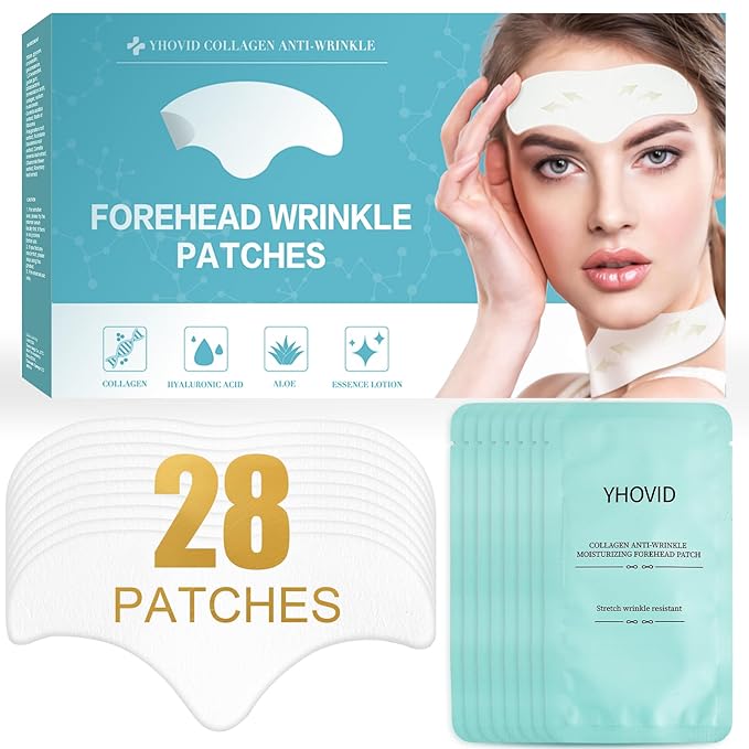 28 Pcs Forehead Wrinkle Patches - Anti Wrinkle Facial Patches with Collagen and Vitamin E for Face Overnight to Smoothing Fine Frown Lines & Wrinkles Treatment-FemmiqueWomen