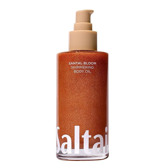 Saltair Shimmering Body Oil - Santal Bloom Scented Dry Oil Moisturizer with Light-Reflecting Pearl Pigments. Moisturizing Glow for All Skin Types - 4 Fl Oz-FemmiqueWomen
