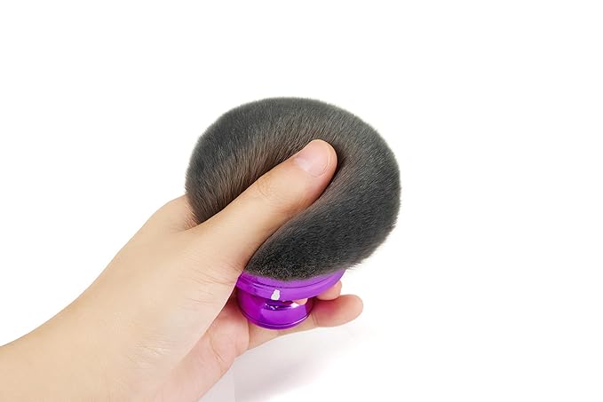 Extra Large Kabuki Brush Set for Body and Face Foundation & Makeup,Multi-functional,Mix bronze self-tanning applicator, wide round head, Great gift for women with Velvet bag(Purple 2pcs)-FemmiqueWomen