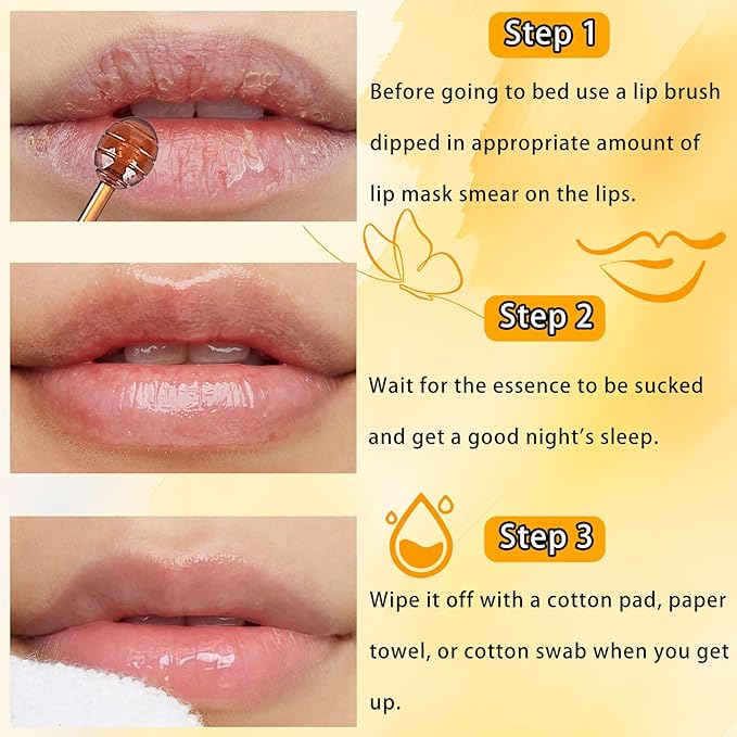3 Pcs Bee Lip Balm Honey Pot with Stick,Moisturizing Lip Mask Overnight,Day and Night Tinted Sleeping Lip Balm,Hydrating Lip Scrubs Exfoliator & Moisturizer-FemmiqueWomen