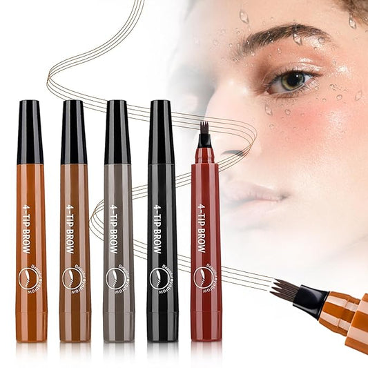 2025 New Magic Eyebrow Pencil, 3D Waterproof 4 Tipped Precise Brow Pen Microblading Eyebrow Pencil Contouring Pen Fine Stroke Microblading Creates Natural (5 Pcs)-FemmiqueWomen