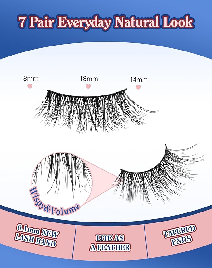 Half Lashes Natural Eyelashes Wispy Lashes Natural Look Cat Eyelashes False Corner Lash Soft Fluffy 3/4 False Eyelash 7 Pairs 14MM D19-FemmiqueWomen
