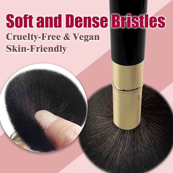 Retractable Makeup Brush, Travel Kabuki Powder Brush, Retractable Blush Brush, for Blush, Bronzer, Buffing, Highlighter Flawless Powder Cosmetics, Travel Friendly-FemmiqueWomen