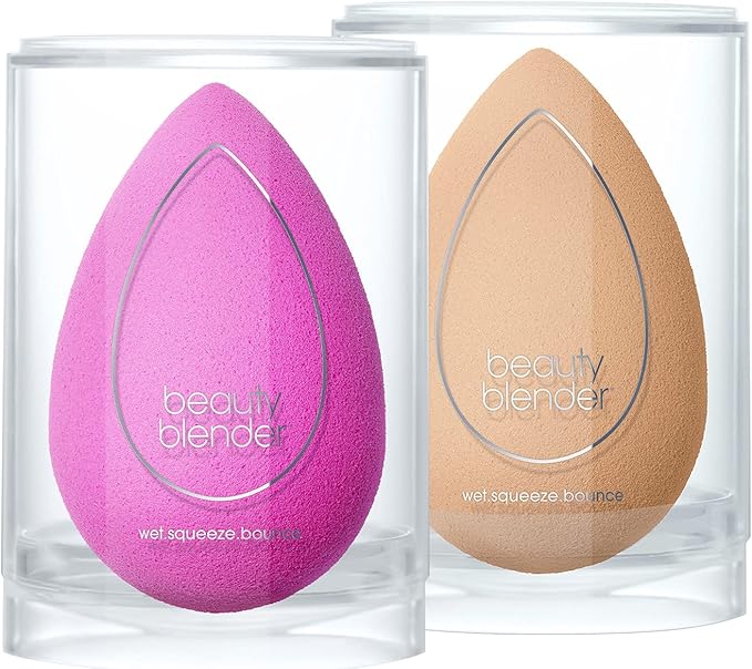 Beautyblender® | Original Pink + Nude Beauty Blender 2-Piece Bundle for Blending Foundations, Powders, and Creams, Super-Soft Foam for Streak-Free Application, Made in the USA, Reusable, Washable-FemmiqueWomen