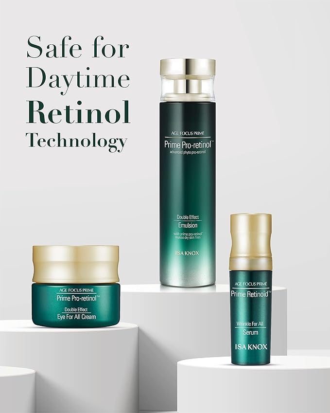 ISA KNOX AGE FOCUS PRIME Double Effect Emulsion by LG Beauty, PRIME Wrinkle For All Serum & PRIME Eye For All Cream - Korean Skin Care, Daytime Retinol (177 ml/5.99 fl oz)-FemmiqueWomen