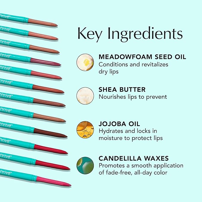 Thrive Causemetics Lip Filler Long-Wearing + Plumping Lip Liner, Shea Butter Hydrating Lip Plumper Retractable Lip Liner Pencil, Built In Sharpener, Vegan & Cruelty Free, Jo (Pink Mauve)-FemmiqueWomen