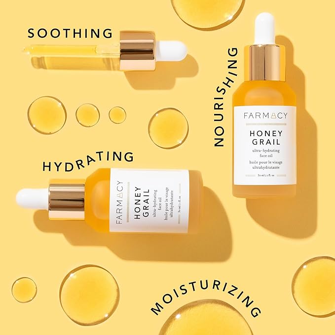 Farmacy Hydrating Face Oil - Honey Grail Nourishing Oil for Skin & Hair - Infused with Sea Buckthorn Oil, Rosehip Oil & Buckwheat Honey to Moisturize & Maintain a Healthy Skin Barrier (30ml)-FemmiqueWomen