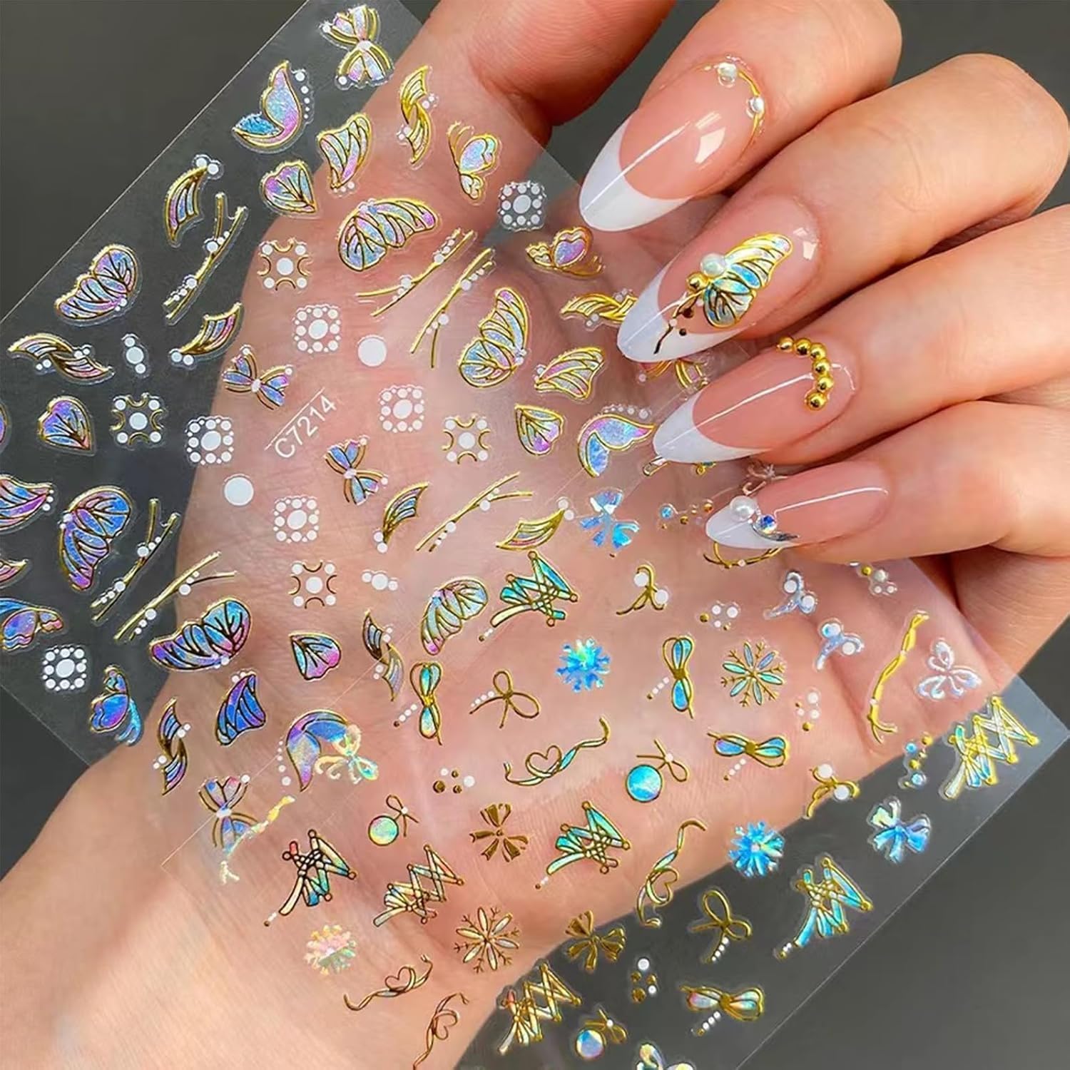 20 Sheets Butterfly Nail Stickers Y2k Gold 3D Self Adhesive Shiny Butterflies Nail Art Charms Decals Heart Nails Supplies Decoration Accessories (ST-GB)-FemmiqueWomen