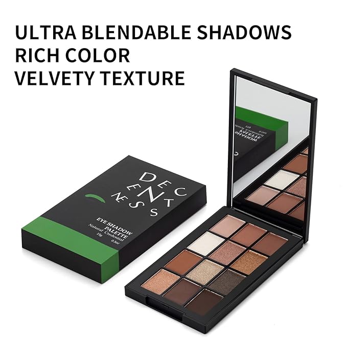 12 Colors Eyeshadow Palette Makeup Shades Nude Matte Shimmer Glitter Pigment, Pro Long Lasting&Waterproof Highlighting Makeup Palette,Ideal Gift(Natural Credential)-FemmiqueWomen