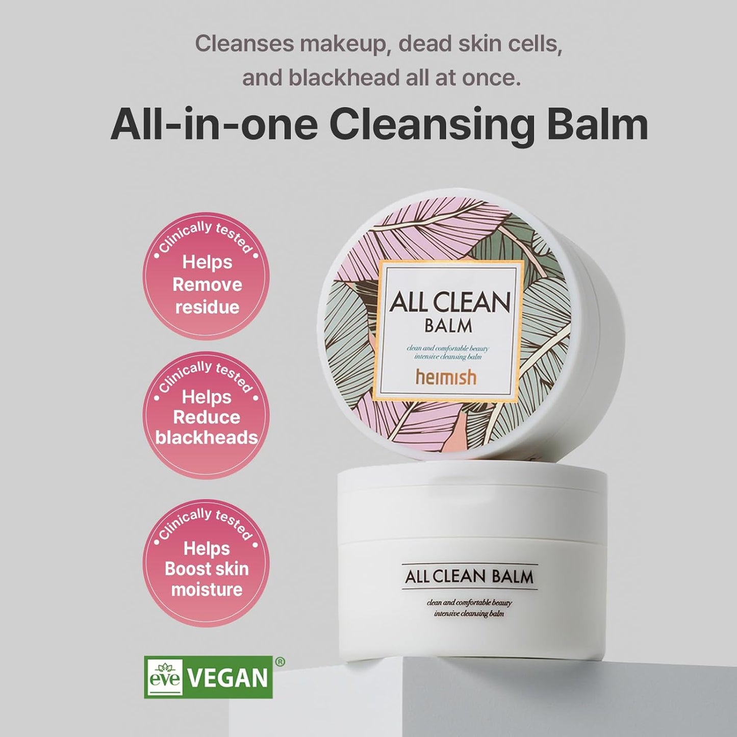 HEIMISH All Clean Balm - Cleansing Balm, Waterproof Makeup Remover, Face Cleanser, Oil Based Cleanser, Korean Skincare with Natural Aroma Oil, Vegan, For All Skin Types, 4.0fl.oz/120ml, 2 Packs-FemmiqueWomen