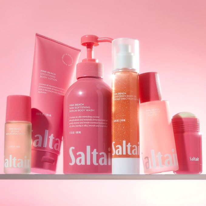Saltair Body Oil. Luxurious Pink Beach After Shower and Bath Oil Moisturizer for Women. Botanical, Non-Greasy, and Well-Absorbing Lotion for Hydrating Dry Skin. 4oz Pump Bottle-FemmiqueWomen