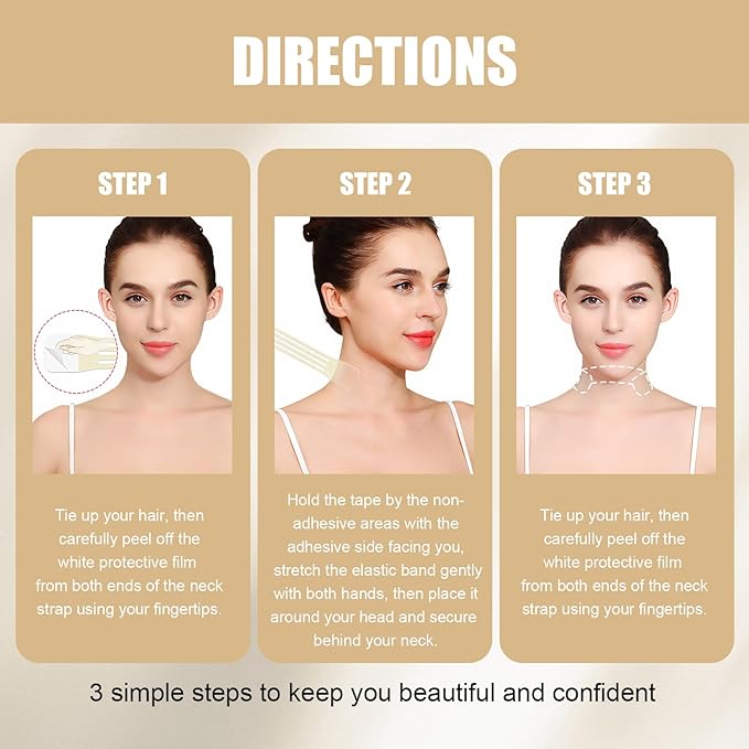 braxan 60 Pcs Neck Tape Lifting Invisible Set: Neck & Face Lift Tape Invisible - for Double Chin Jowls Eyes Sagging Skin, Special Events & Makeup-Friendly Use, Visible Results In Seconds-FemmiqueWomen