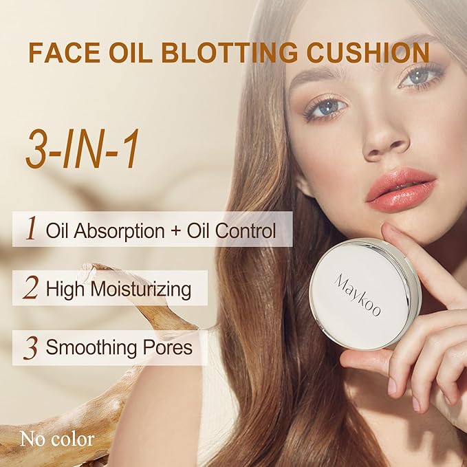 Face Oil Blotting Cushion Instead of Oil Blotting Paper Sheets for Oily Skin, Oil Absorbing Liquid Mattifying Cushion, Moisturizing & Smoothing Pores with Natural Tea Tree, Oil control for Make Up-FemmiqueWomen