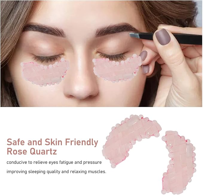 2Pcs Jade Eye Mask, Jadestone Eye Patch, Rose Quartz Anti Aging Eye Pad Sleep Eye Pad to Eliminate Wrinkles, Puffiness & Irritation (Reusable)-FemmiqueWomen
